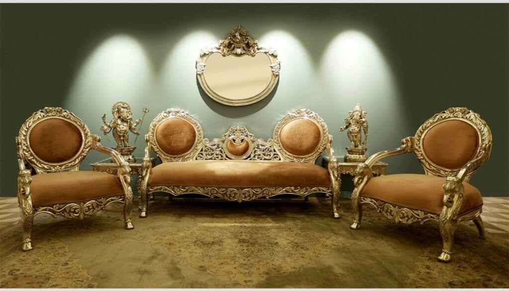 Trending luxurious silver sofa set - a blend of glamour and comfort, a centerpiece for your stylish home