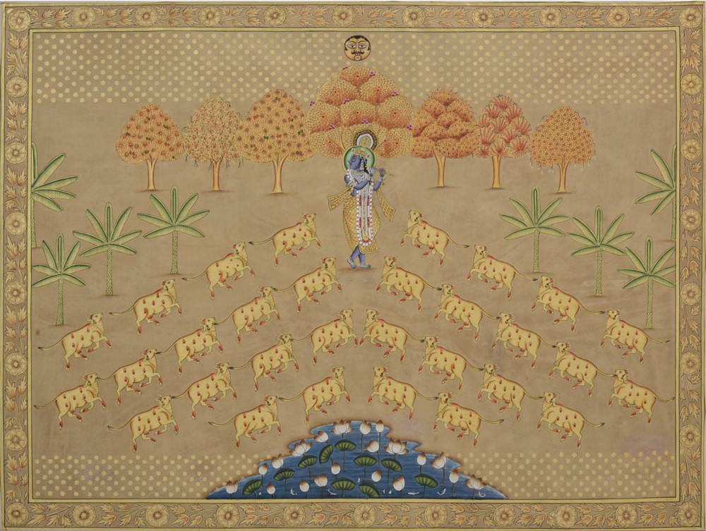 Golden cow krishna Pichwai. Explore the magic of Paintings in India