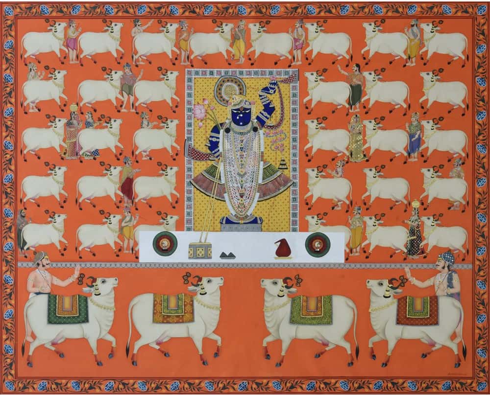 Explore the beauty of Shrinathji with Lotus and Cows Artistry