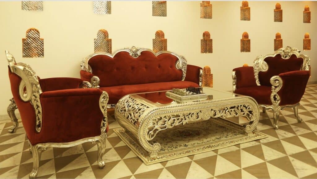 Best Silver sofa sets -Silver Darbaar Sofa Set